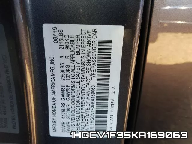 1HGCV1F35KA169063 фото 2