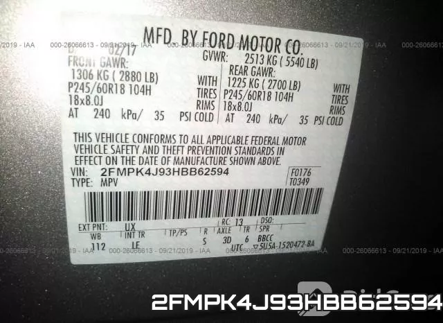 2FMPK4J93HBB62594 фото 5