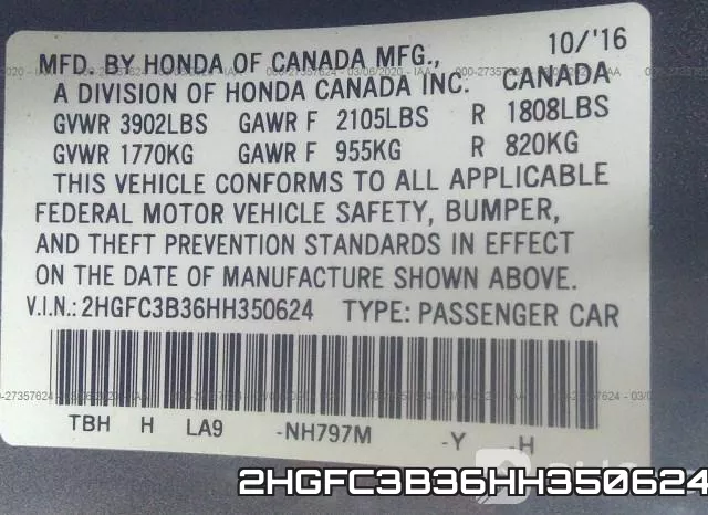 2HGFC3B36HH350624 фото 10
