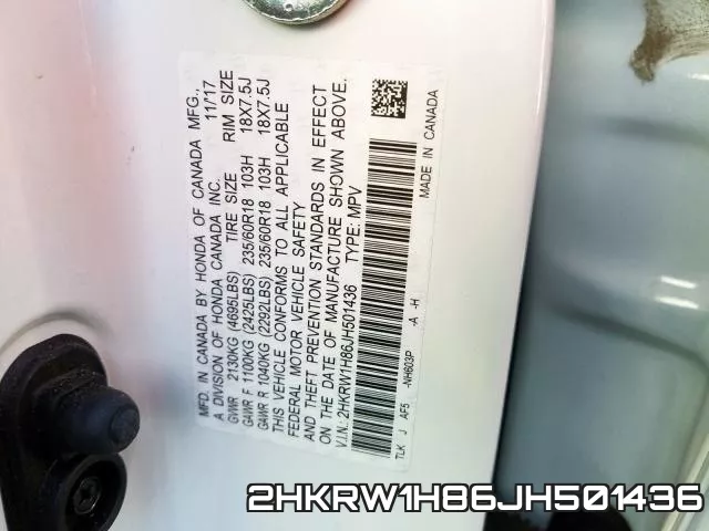 2HKRW1H86JH501436 фото 2