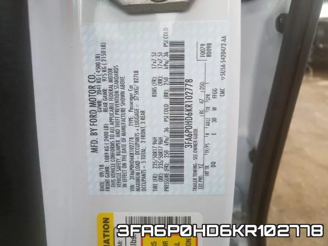 3FA6P0HD6KR102778 фото 2