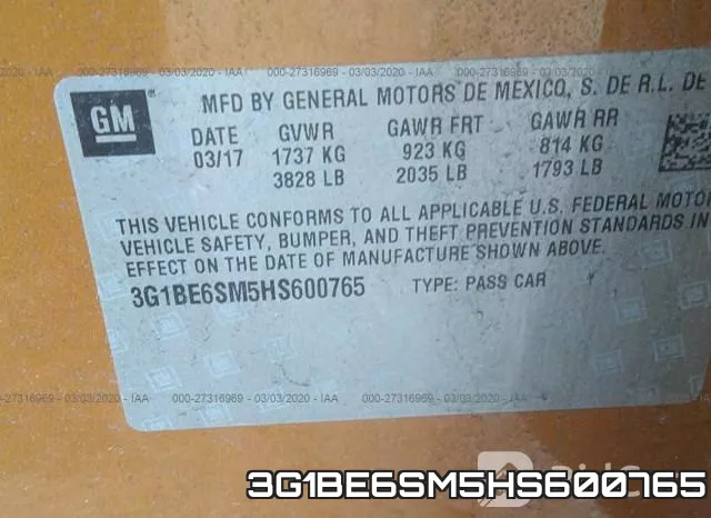 3G1BE6SM5HS600765 фото 5