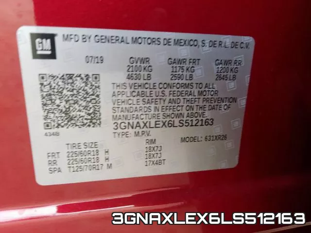 3GNAXLEX6LS512163 фото 2