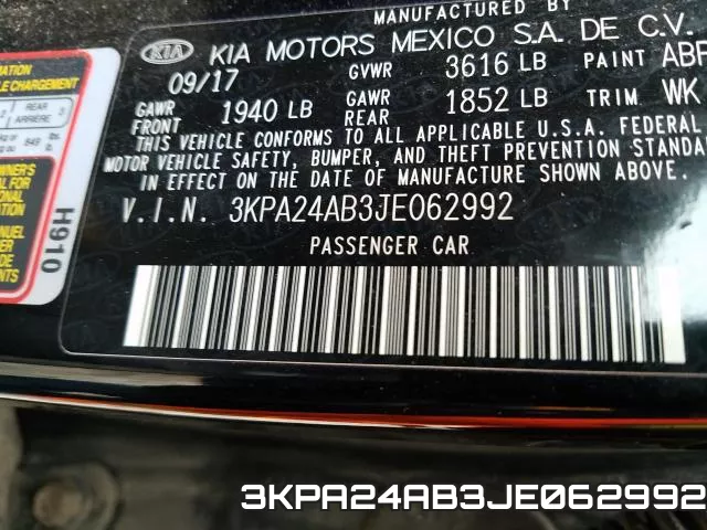 3KPA24AB3JE062992 фото 2