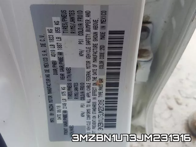 3MZBN1U73JM231316 фото 2