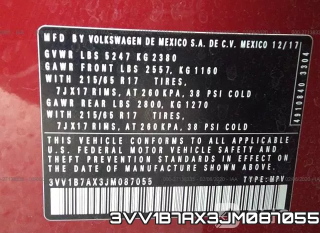 3VV1B7AX3JM087055 фото 10