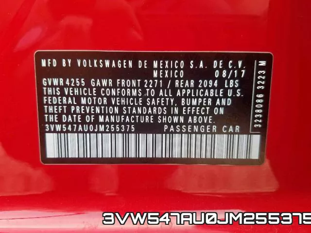 3VW547AU0JM255375 фото 2