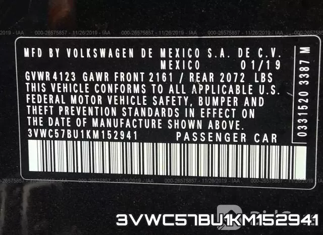 3VWC57BU1KM152941 фото 10