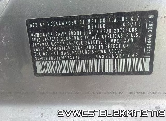 3VWC57BU2KM173779 фото 9