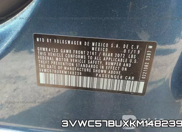 3VWC57BUXKM148239 фото 8