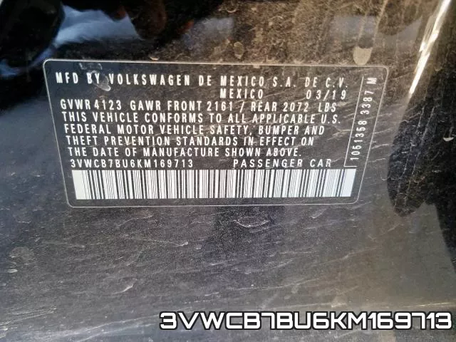 3VWCB7BU6KM169713 фото 2