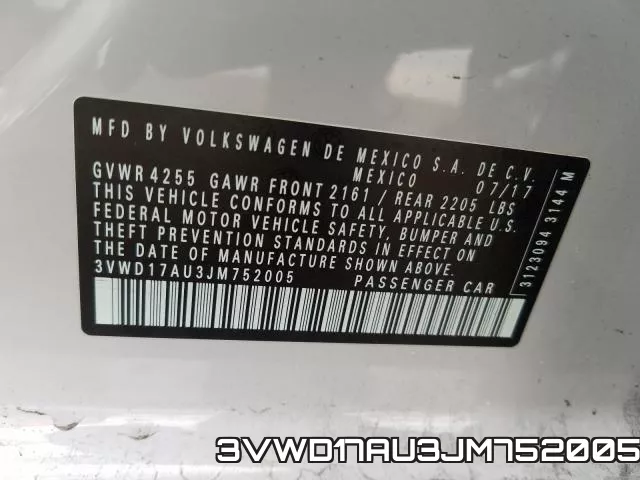 3VWD17AU3JM752005 фото 2
