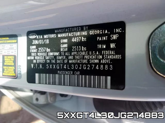 5XXGT4L30JG274883 фото 2