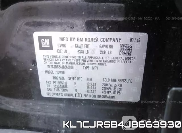 KL7CJRSB4JB663930 фото 10