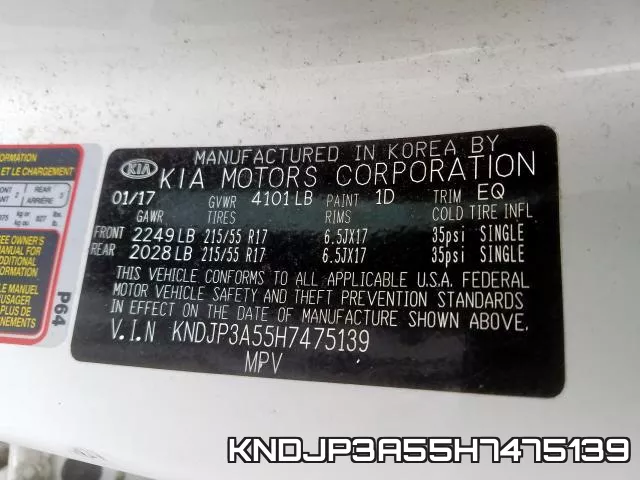 KNDJP3A55H7475139 фото 2