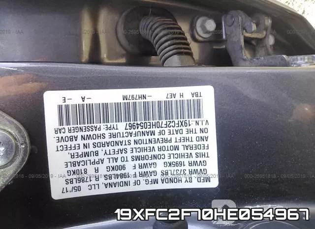 19XFC2F70HE054967 фото 10