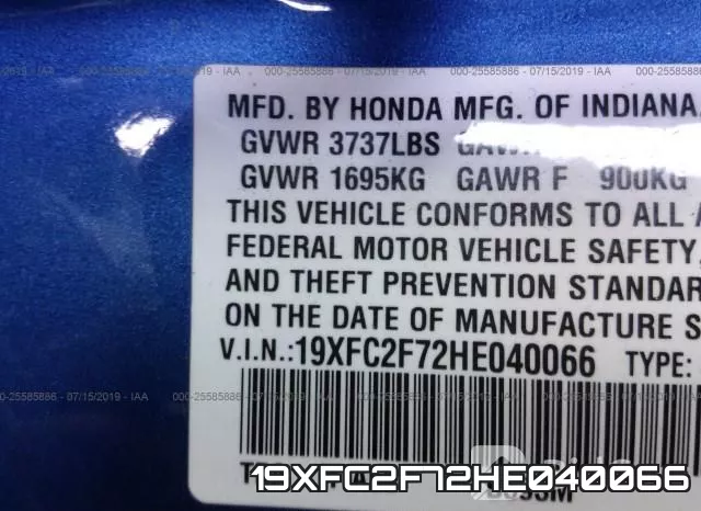 19XFC2F72HE040066 фото 10