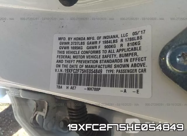 19XFC2F75HE054849 фото 10