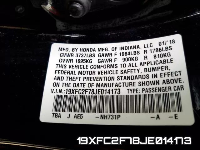 19XFC2F78JE014173 фото 2