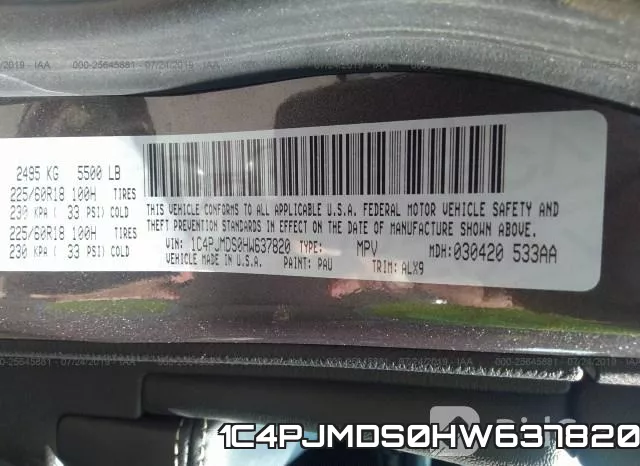 1C4PJMDS0HW637820 фото 10