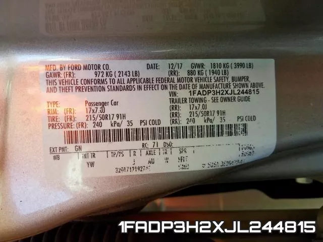 1FADP3H2XJL244815 фото 2