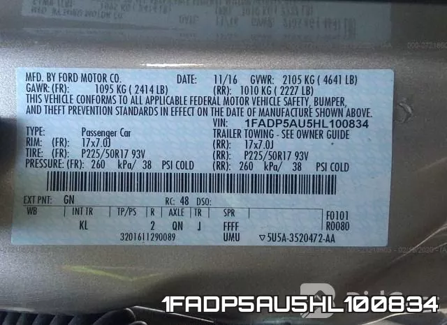 1FADP5AU5HL100834 фото 10
