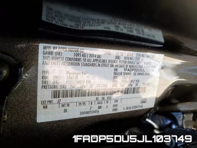1FADP5DU5JL103749 фото 2