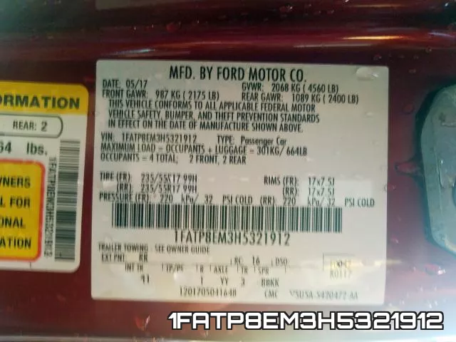 1FATP8EM3H5321912 фото 2
