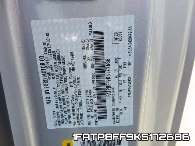 1FATP8FF9K5172686 фото 2