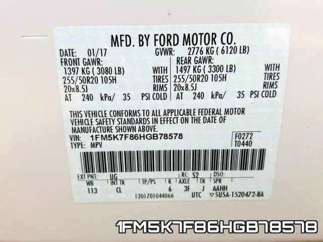 1FM5K7F86HGB78578 фото 2