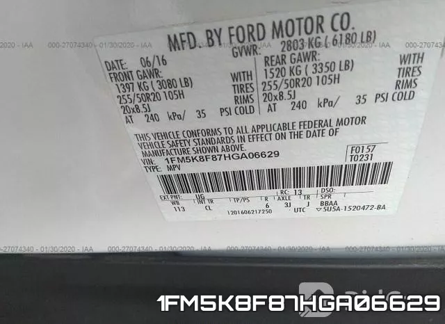 1FM5K8F87HGA06629 фото 10