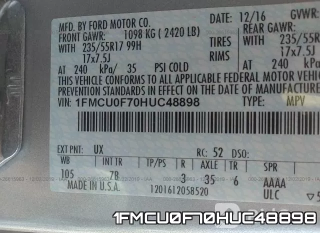 1FMCU0F70HUC48898 фото 10