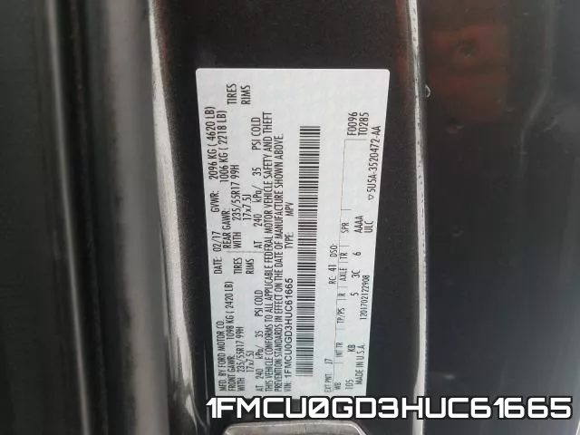 1FMCU0GD3HUC61665 фото 2