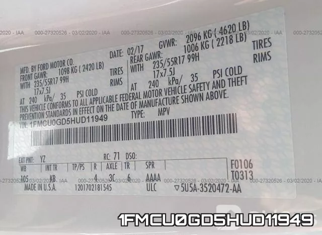 1FMCU0GD5HUD11949 фото 10