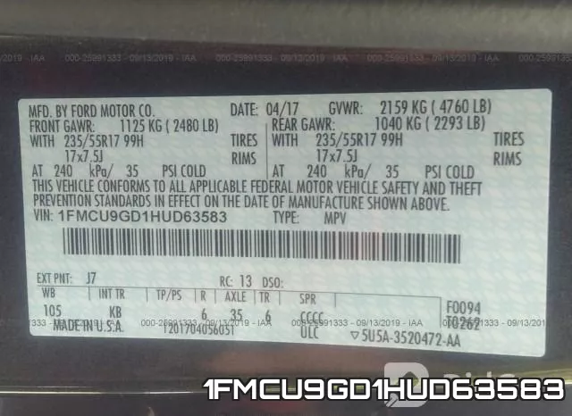 1FMCU9GD1HUD63583 фото 10