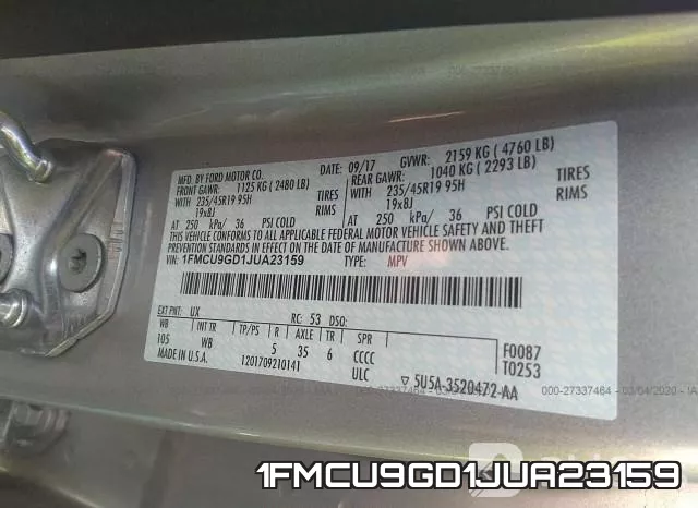 1FMCU9GD1JUA23159 фото 10