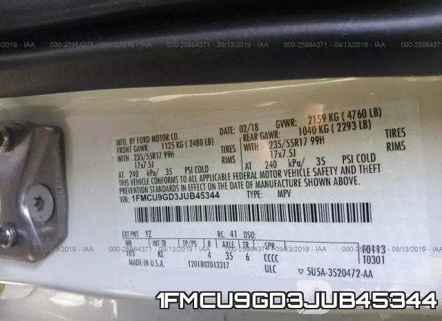 1FMCU9GD3JUB45344 фото 10