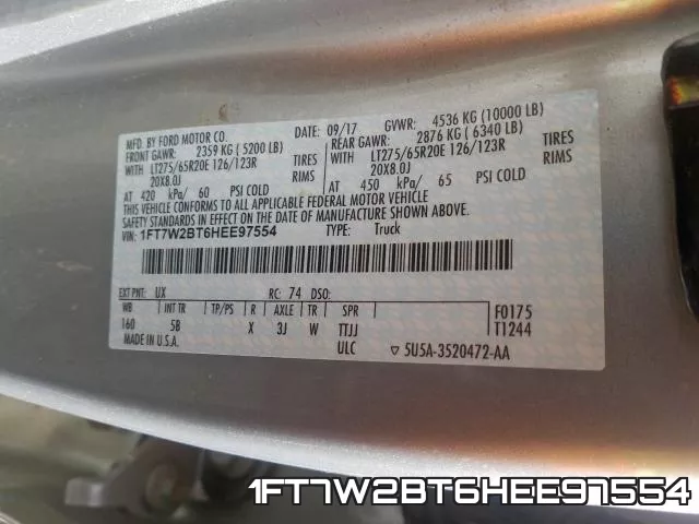 1FT7W2BT6HEE97554 фото 2