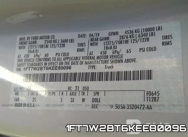 1FT7W2BT6KEE80096 фото 6
