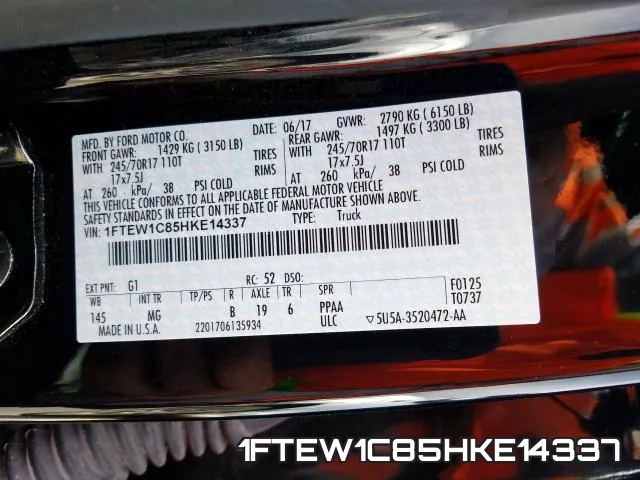 1FTEW1C85HKE14337 фото 2