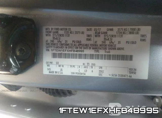 1FTEW1EFXHFB48995 фото 10
