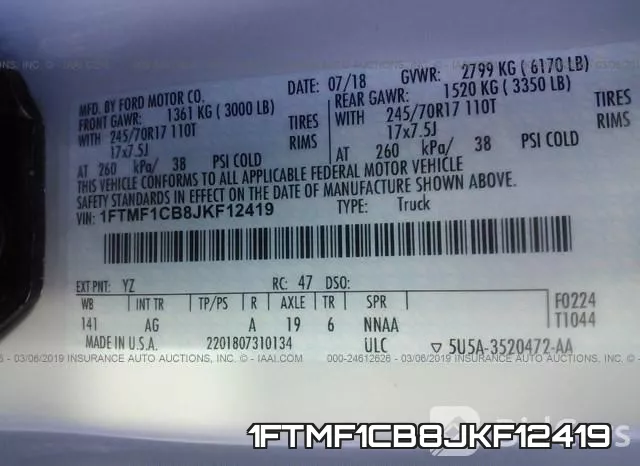 1FTMF1CB8JKF12419 фото 7