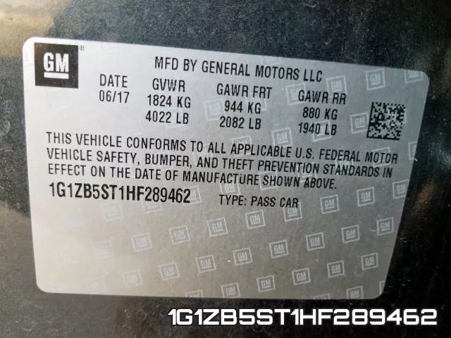 1G1ZB5ST1HF289462 фото 2
