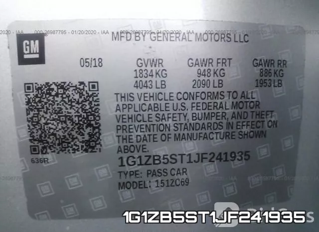 1G1ZB5ST1JF241935 фото 10