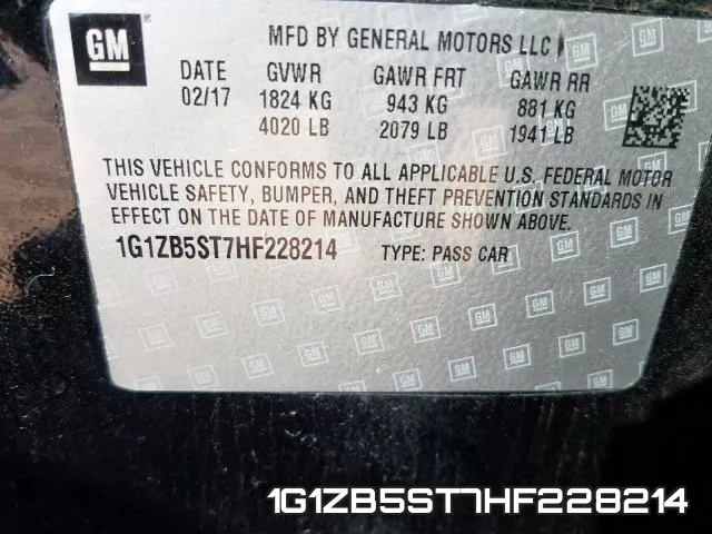 1G1ZB5ST7HF228214 фото 2