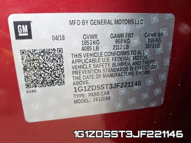 1G1ZD5ST3JF221146 фото 2