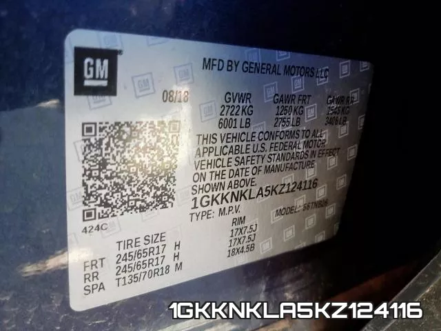 1GKKNKLA5KZ124116 фото 2