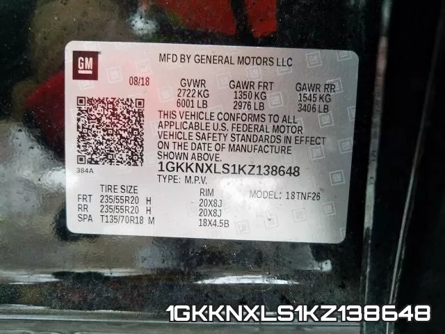 1GKKNXLS1KZ138648 фото 2