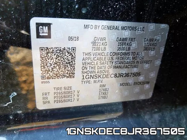 1GNSKDEC8JR367505 фото 2