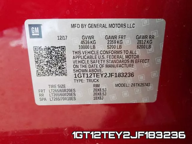 1GT12TEY2JF183236 фото 2